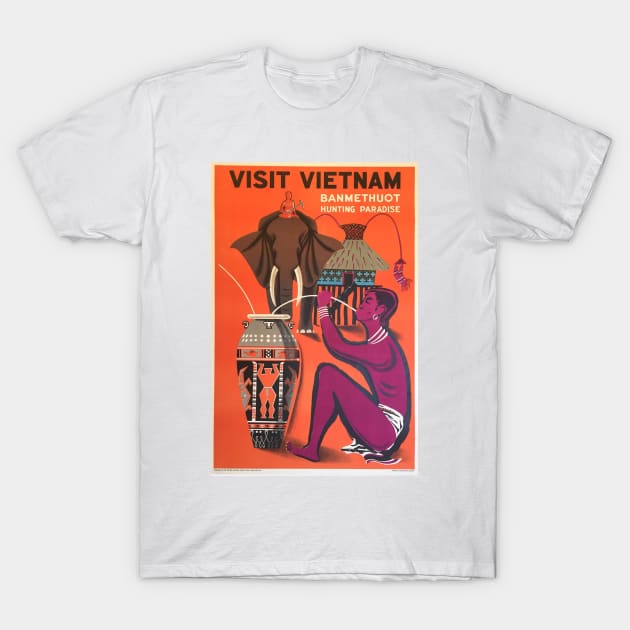 Vintage Travel Art Visit Vietnam T-Shirt by Aquora Art